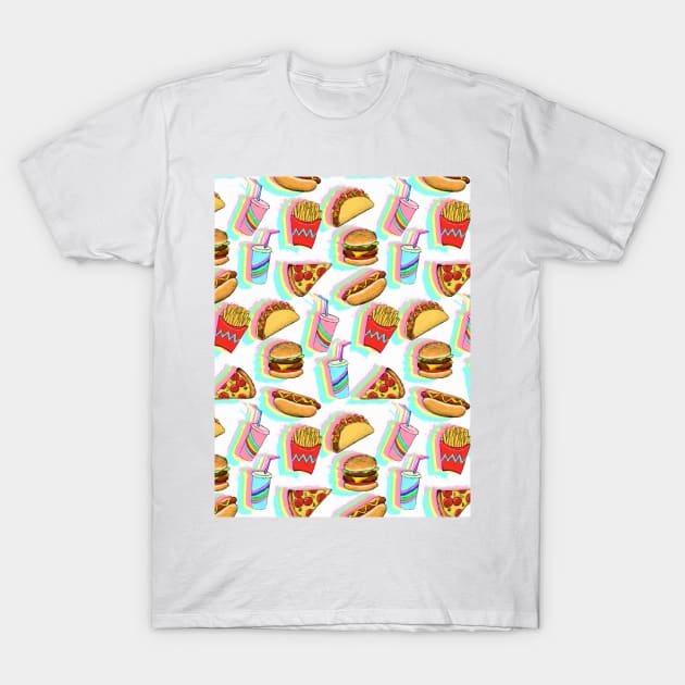 Rainbow Fast Food T-Shirt by micklyn